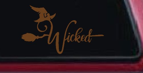 Wicked Witch Hat and Broom Car or Truck Window Decal Sticker (Copper)