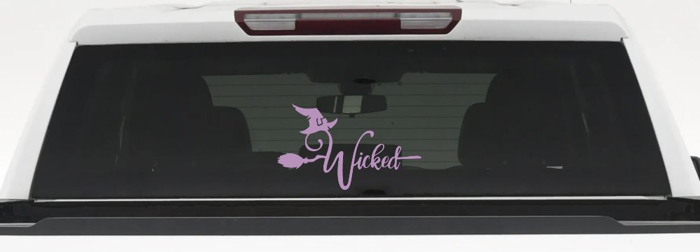Wicked Witch Hat and Broom Car or Truck Window Decal Sticker (Lilac)