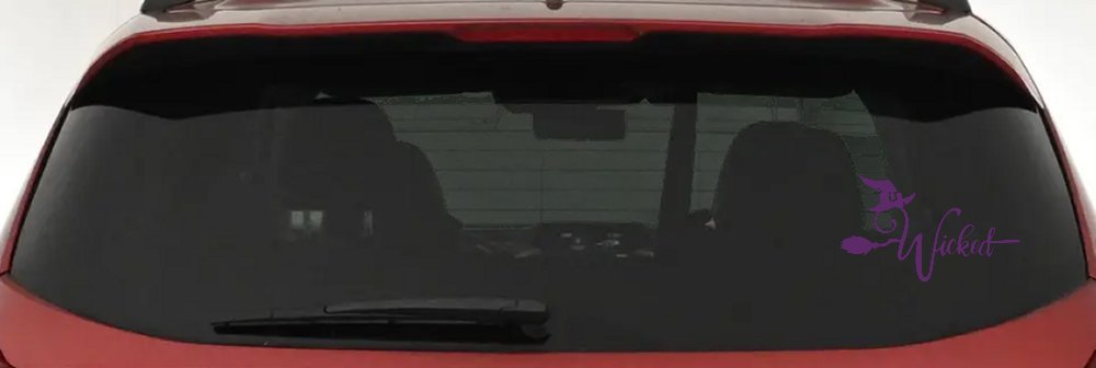 Wicked Witch Hat and Broom Car or Truck Window Vinyl Decal Sticker (Violet)