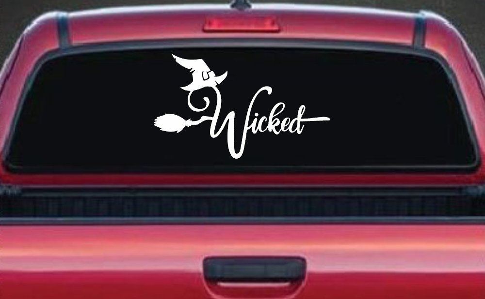 Wicked Witch Hat and Broom Car or Truck Window Decal Sticker