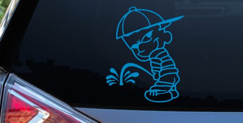 Calvin Peeing facing Left Pee Ons Car or Truck Window Decal Sticker
