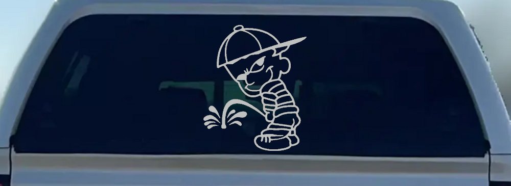 Calvin Peeing facing Left Pee Ons Car or Truck Window Decal Sticker