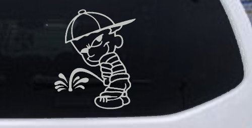 Calvin Peeing facing Left Pee Ons Car or Truck Window Decal Sticker