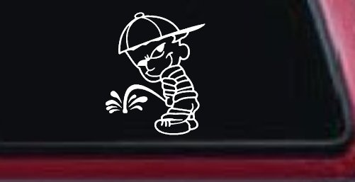 Calvin Peeing facing Left Pee Ons Car or Truck Window Decal Sticker