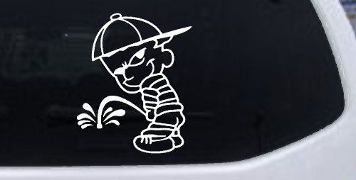 Calvin Peeing facing Left Pee Ons Car or Truck Window Decal Sticker