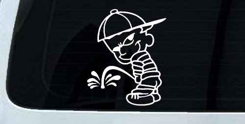 Calvin Peeing facing Left Pee Ons Car or Truck Window Decal Sticker