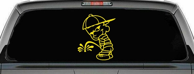 Calvin Peeing facing Left Pee Ons Car or Truck Window Decal Sticker