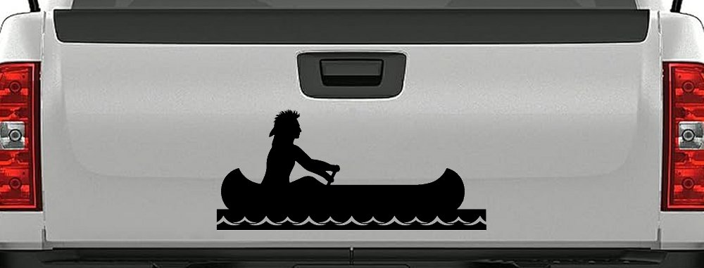 Native American Indian In Canoe Western Car or Truck Window Decal Sticker