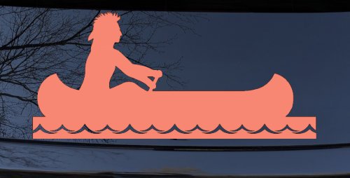 Native American Indian In Canoe Western Car or Truck Window Decal Sticker