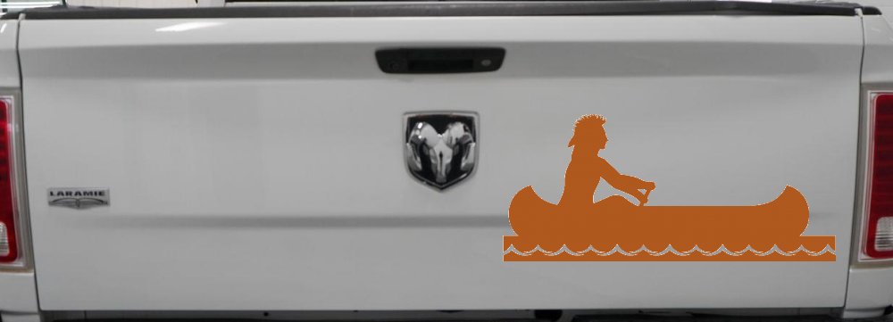 Native American Indian In Canoe Western Car or Truck Window Decal Sticker
