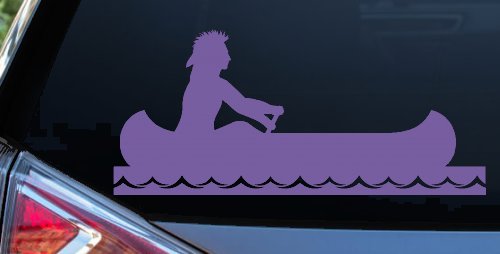 Native American Indian In Canoe Western Car or Truck Window Decal Sticker