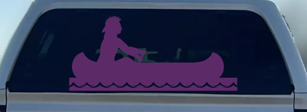 Native American Indian In Canoe Western Car or Truck Window Decal Sticker