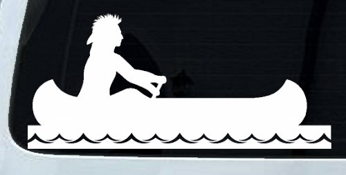 Native American Indian In Canoe Western Car or Truck Window Decal Sticker