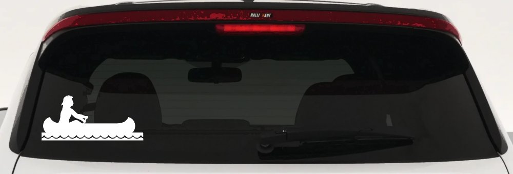 Native American Indian In Canoe Western Car or Truck Window Decal Sticker