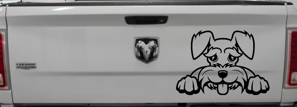 Shaggy Dog Head with Tongue Out Car or Truck Window Vinyl Decal Sticker (Black)