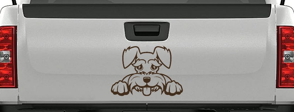 Shaggy Dog Head with Tongue Out Car or Truck Window Vinyl Decal Sticker (Brown)