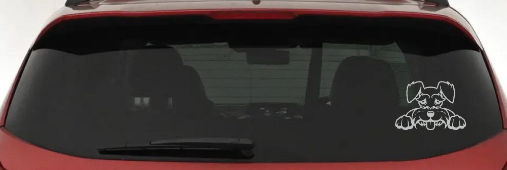 Shaggy Dog Head with Tongue Out Car or Truck Window Decal Sticker (Light Gray)