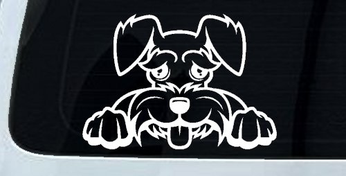 Shaggy Dog Head with Tongue Out Car or Truck Window Vinyl Decal Sticker (White)