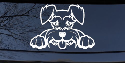 Shaggy Dog Head with Tongue Out Car or Truck Window Decal Sticker (White)