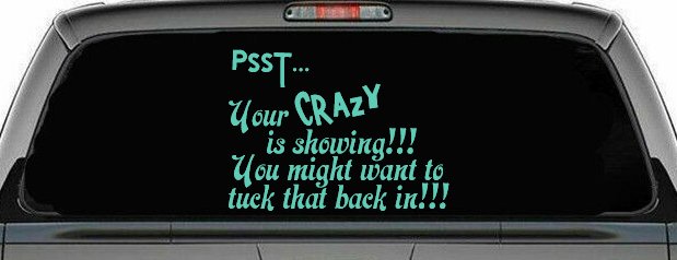 Your Crazy is Showing Funny Car or Truck Window Decal Sticker (Mint)