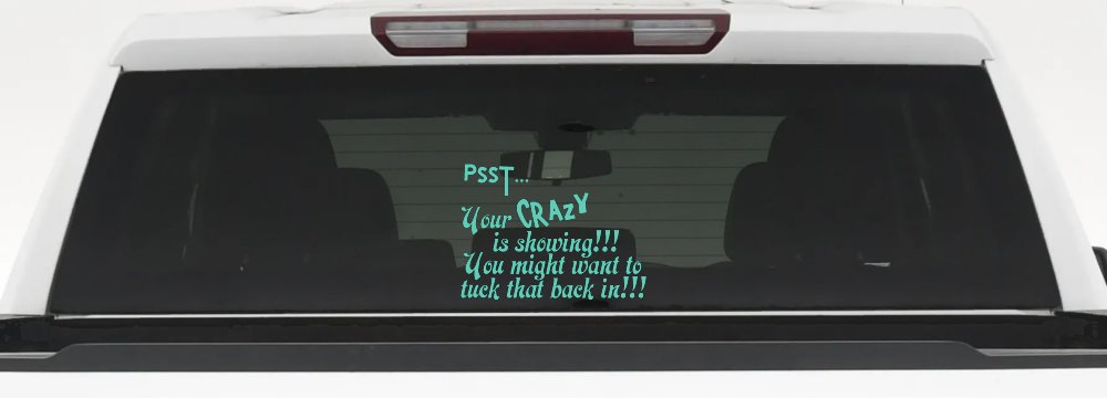 Your Crazy is Showing Funny Car or Truck Window Decal Sticker