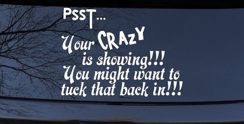 Your Crazy is Showing Funny Car or Truck Window Decal Sticker