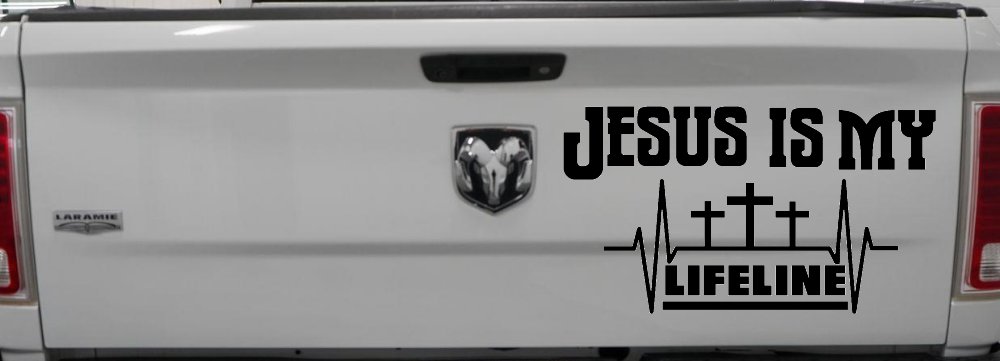 Jesus Is My Lifeline Christian Car or Truck Window Decal Sticker (Black)