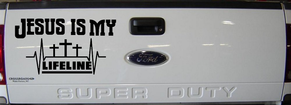 Jesus Is My Lifeline Christian Car or Truck Window Decal Sticker (Black)