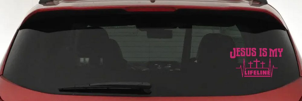 Jesus Is My Lifeline Christian Car or Truck Window Vinyl Decal Sticker (Hot Pink)