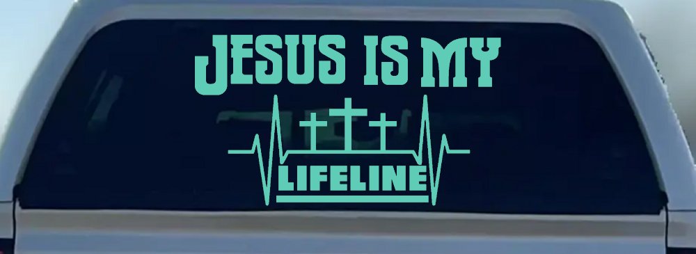 Jesus Is My Lifeline Christian Car or Truck Window Decal Sticker (Mint)
