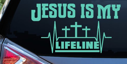 Jesus Is My Lifeline Christian Car or Truck Window Vinyl Decal Sticker (Mint)