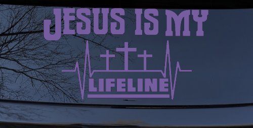 Jesus Is My Lifeline Christian Car or Truck Window Decal Sticker (Purple)