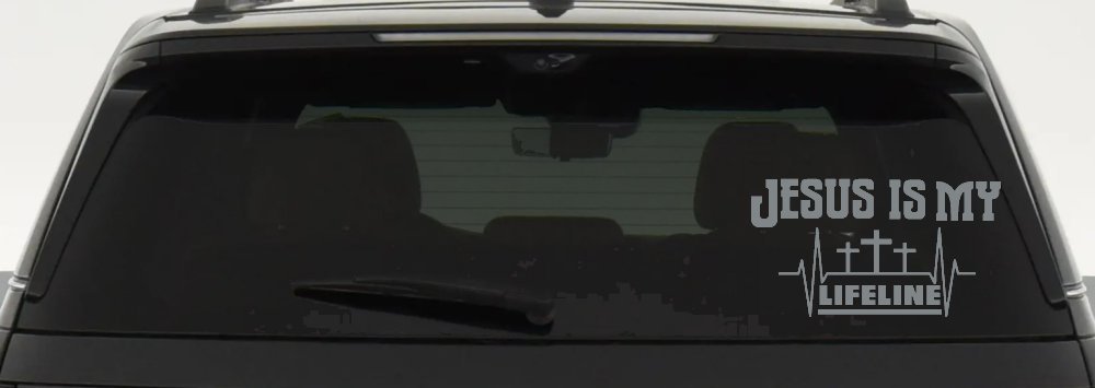 Jesus Is My Lifeline Christian Car or Truck Window Decal Sticker (Telegrey)