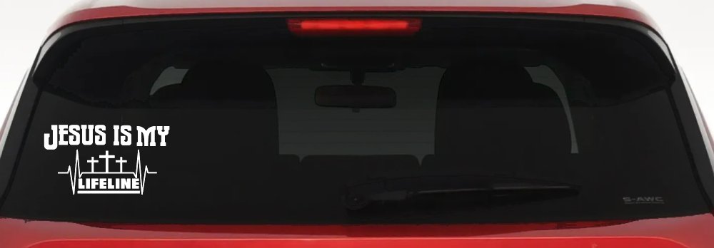 Jesus Is My Lifeline Christian Car or Truck Window Decal Sticker (White)