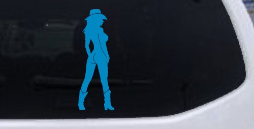 Nude Cowgirl in Boots and Hat Western Car or Truck Window Decal Sticker