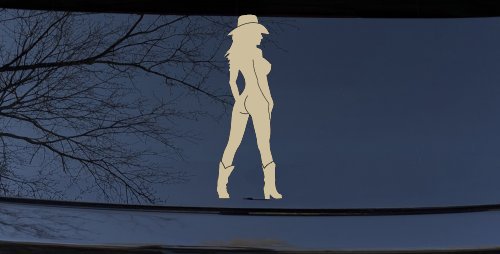 Nude Cowgirl in Boots and Hat Western Car or Truck Window Decal Sticker