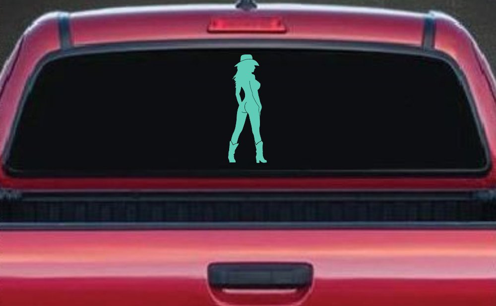 Nude Cowgirl in Boots and Hat Western Car or Truck Window Decal Sticker