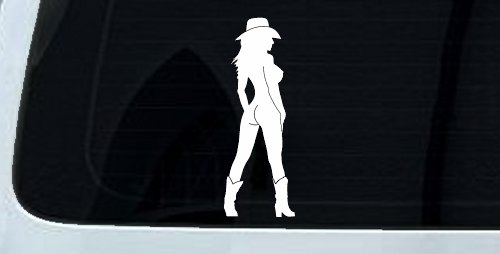 Nude Cowgirl in Boots and Hat Western Car or Truck Window Decal Sticker