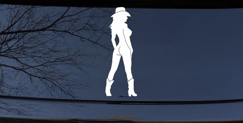 Nude Cowgirl in Boots and Hat Western Car or Truck Window Decal Sticker