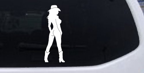 Nude Cowgirl in Boots and Hat Western Car or Truck Window Decal Sticker