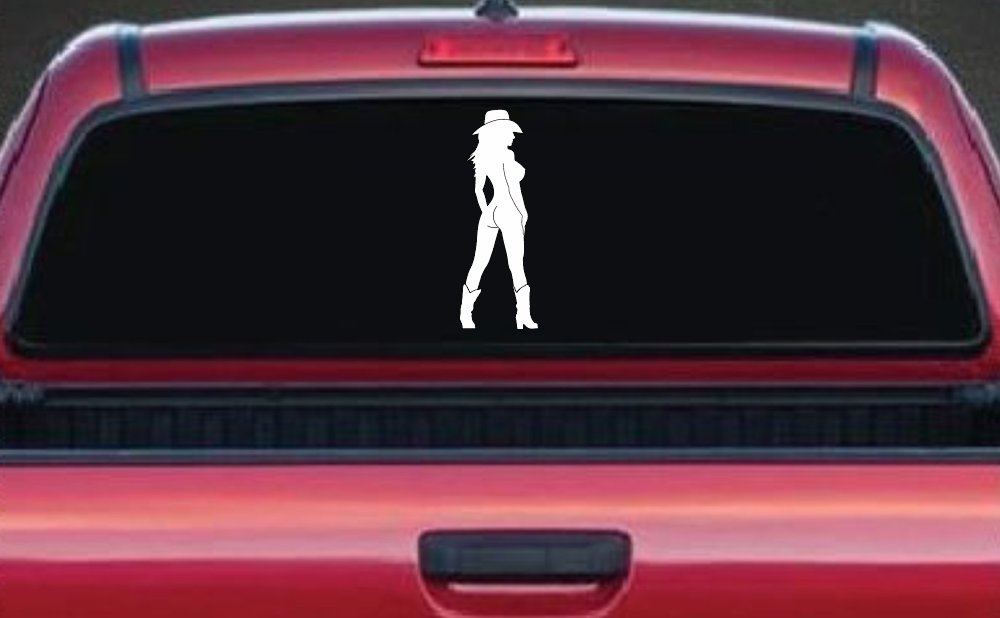 Nude Cowgirl in Boots and Hat Western Car or Truck Window Decal Sticker
