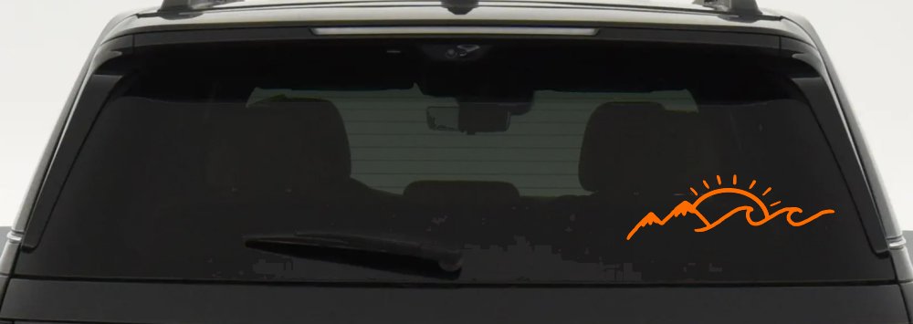 Mountain Beach Sun Wave Country Car or Truck Window Decal Sticker (Orange)