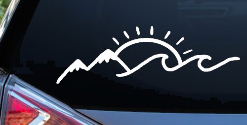 Mountain Beach Sun Wave Country Car or Truck Window Decal Sticker
