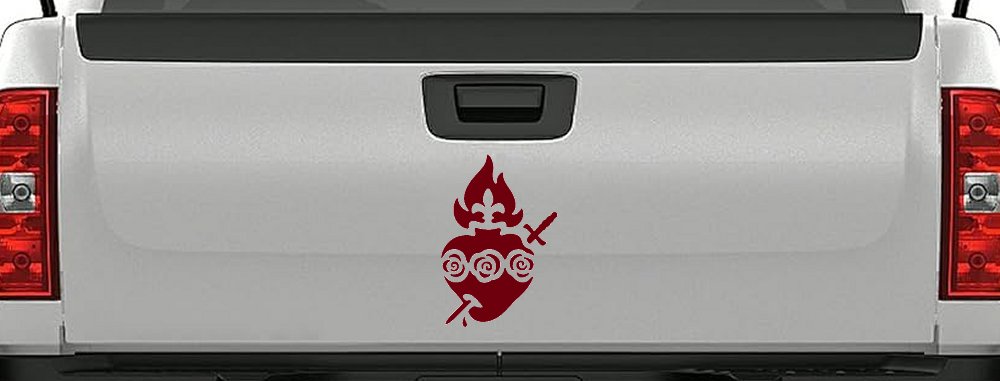 Immaculate Heart of Mary Christian Car or Truck Window Decal Sticker (Burgundy)