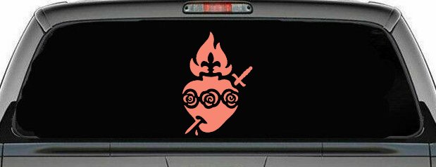 Immaculate Heart of Mary Christian Car or Truck Window Decal Sticker (Coral)