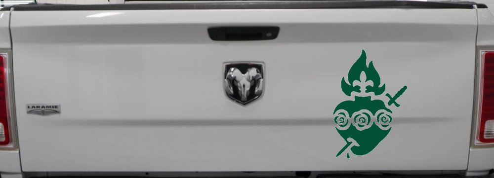 Immaculate Heart of Mary Christian Car or Truck Window Decal Sticker (Dark Green)