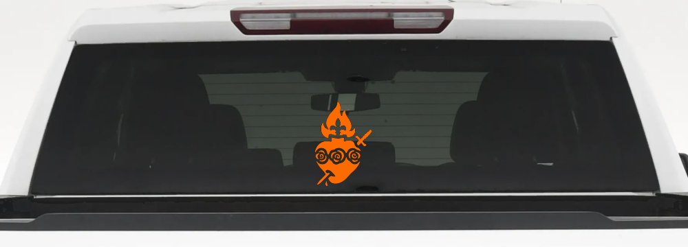 Immaculate Heart of Mary Christian Car or Truck Window Decal Sticker (Orange)