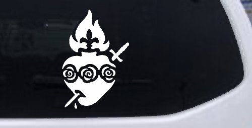 Immaculate Heart of Mary Christian Car or Truck Window Vinyl Decal Sticker (White)