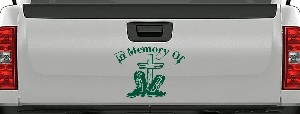 In Memory Of Cowboy Boots and Cross Car or Truck Window Decal Sticker