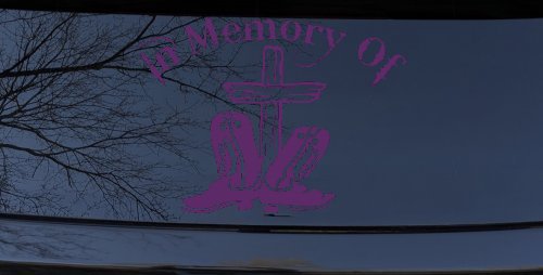 In Memory Of Cowboy Boots and Cross Car or Truck Window Decal Sticker